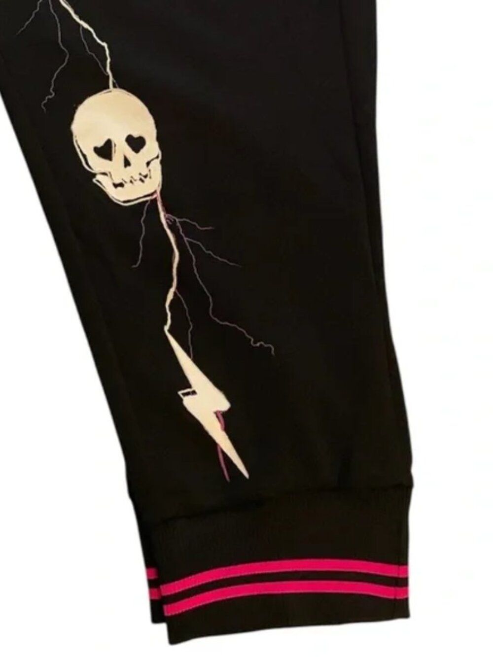 Torrid Jogger Pants 1X Lovesick Pull On Black Pink Skull Hearts Lounge Modal NWT - Picture 3 of 3